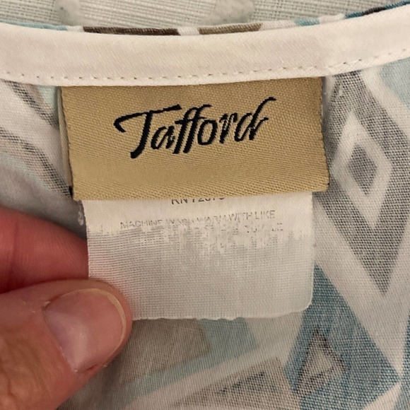 Tafford Tan Teal Aztec Print Scrub Top Medium Cotton/Poly Blend - Picture 4 of 7